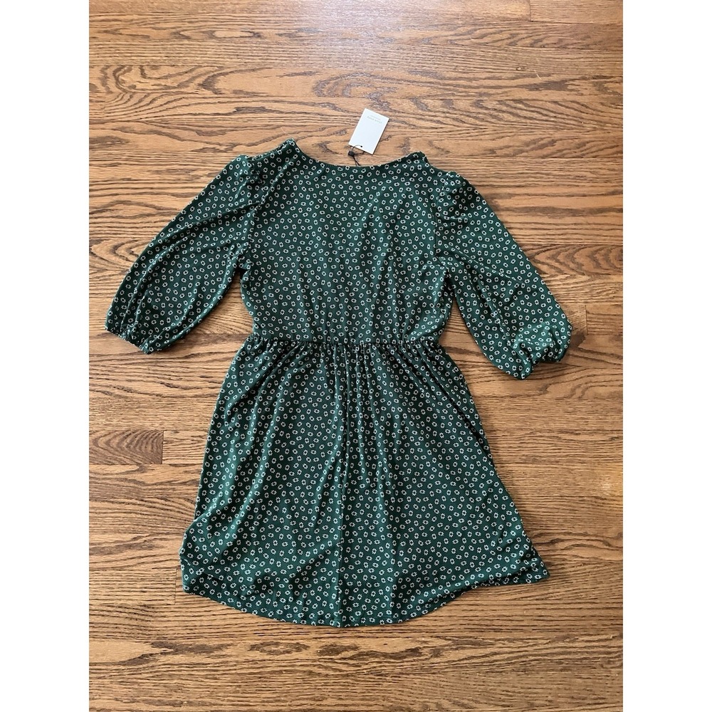 Petite Assembly Women's Petite Half Sleeve Floral Wrap Dress Green/White Size MP - Picture 3 of 7